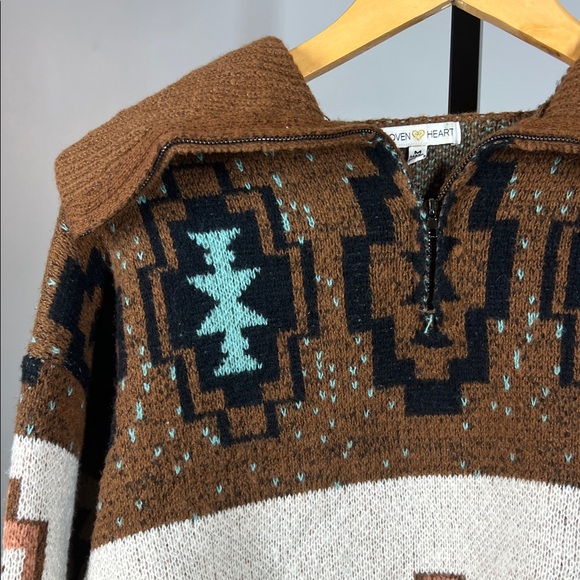 Woven Heart Brown and Cream Geometric Sweater - Picture 4 of 7